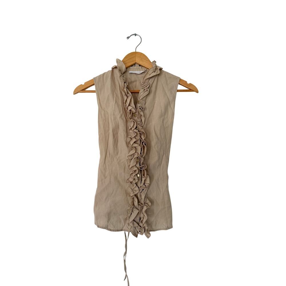 Anne Fontaine Sleeveless Ruffle Blouse Size 36